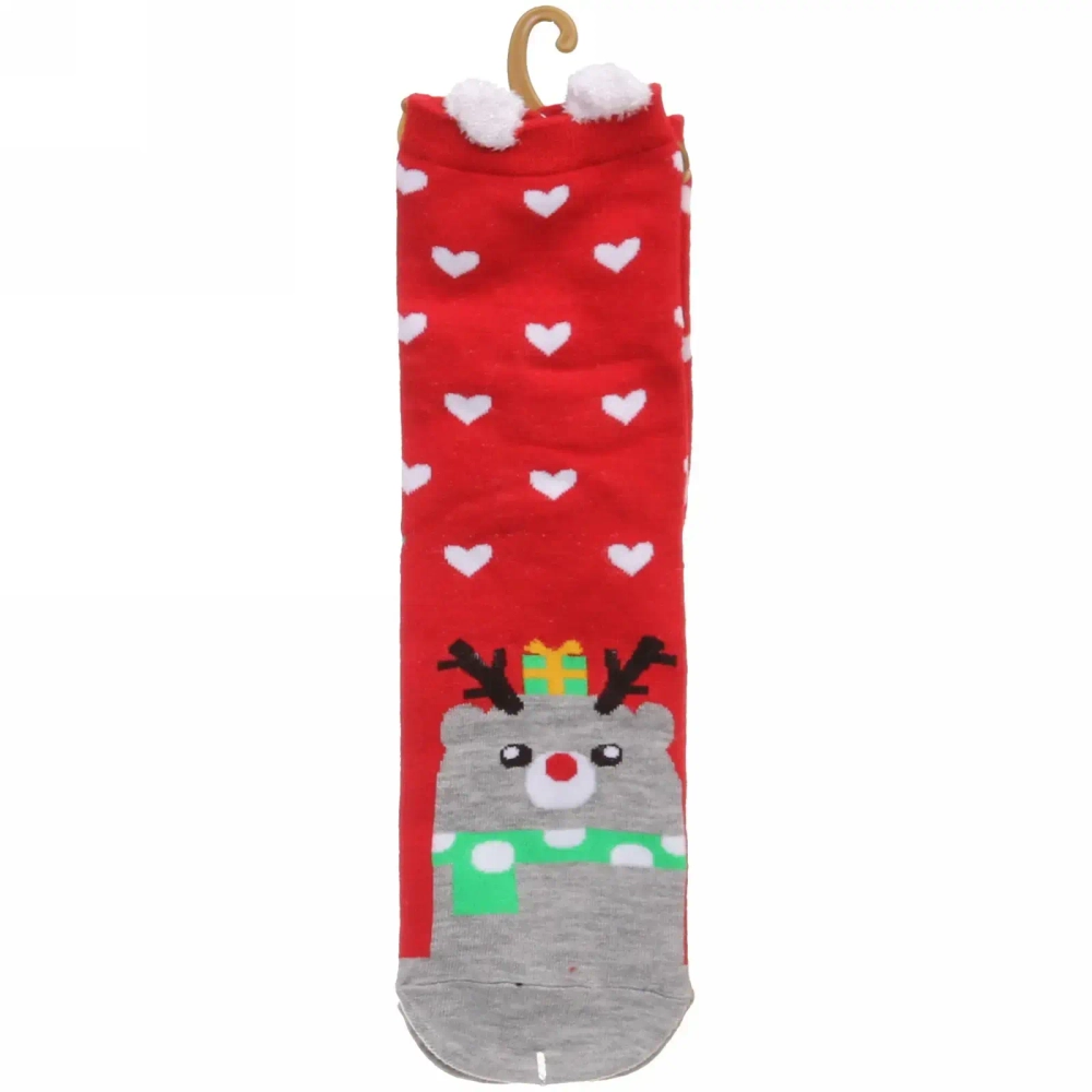 Носки женские «Новогодние забавы», микс 4 цвета, р-р 36-39 (крючок, пакет, стикер)