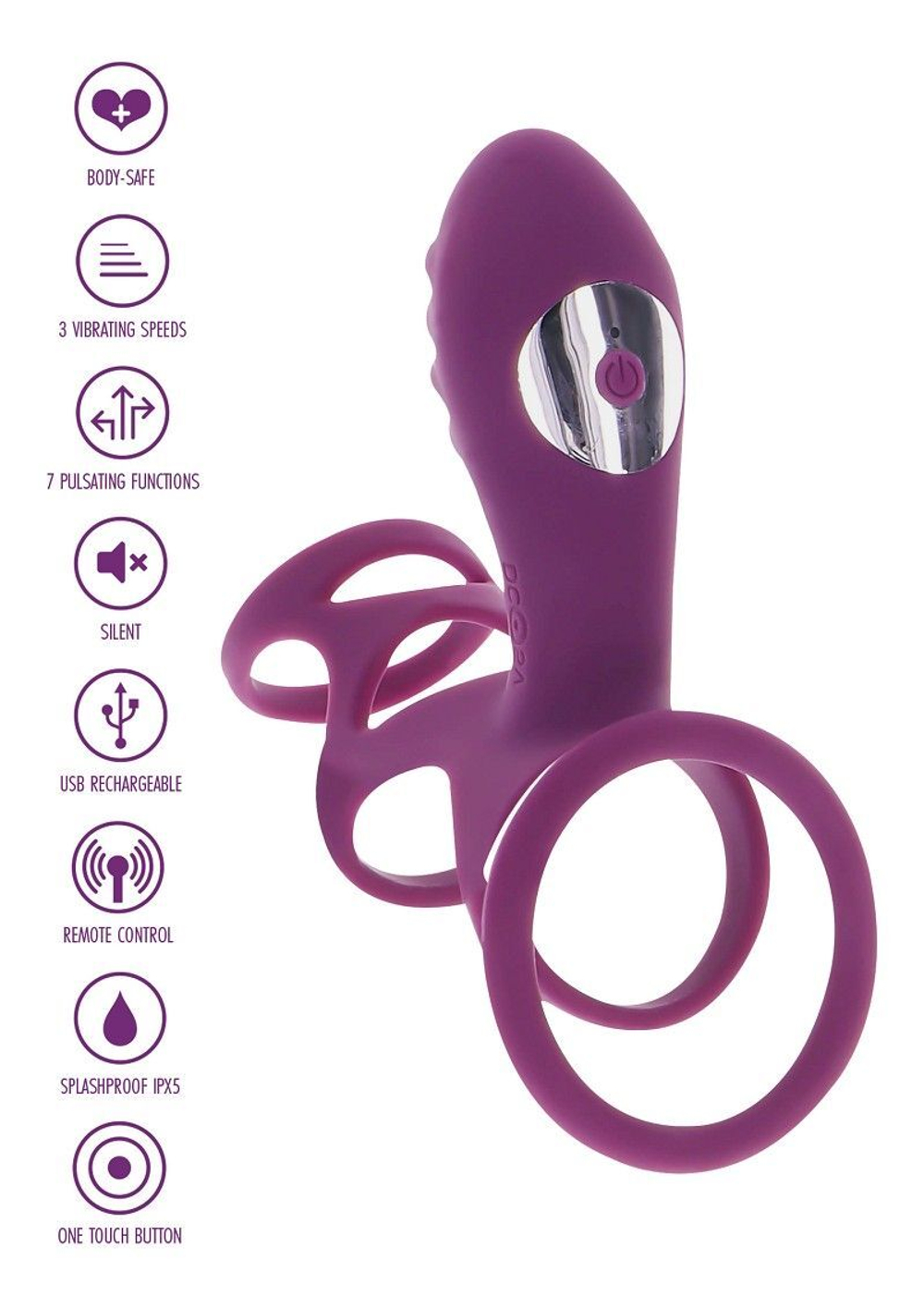 Фиолетовая эрекционная вибронасадка Halo Halo C-Ring Sleeve