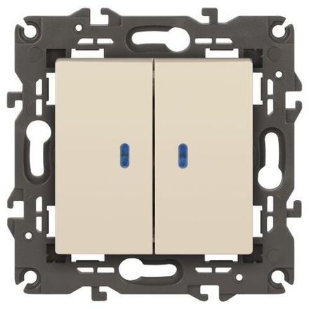 Выключатель 2-кл. СП Elegance 14-1105-02 10А IP20 250В 10AX с подсветкой механизм сл. кость Эра Б0034238