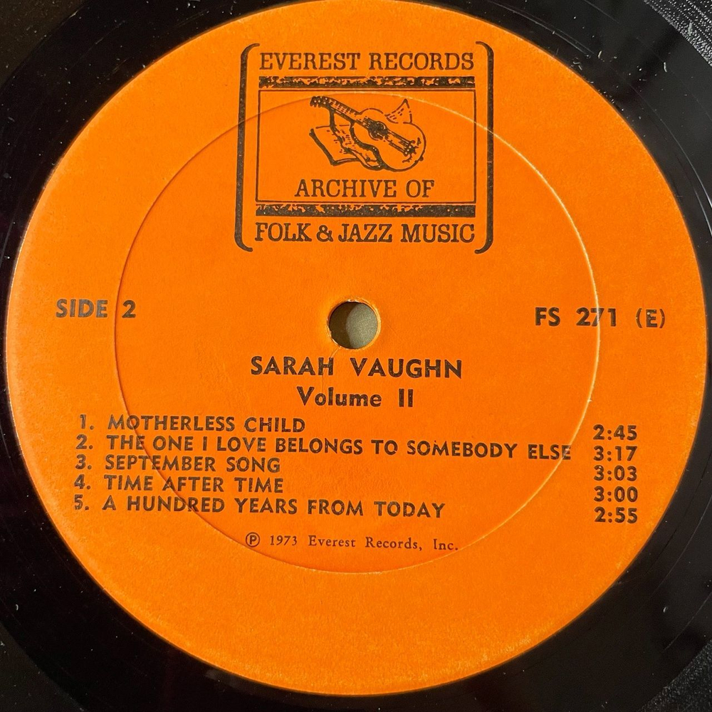 Винтажная виниловая пластинка LP Sarah Vaughan Volume II (USA 1973)