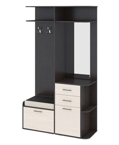 Прихожая Чики Дуб молочный 8622/ Венге Цаво 3354 120*44*212 см, Коричневый   Фиеста