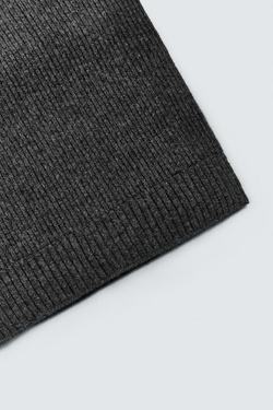 ZARA ВЯЗАНЫЙ ШАРФ ИЗ 100% ШЕРСТИ, СЕРЫЙ