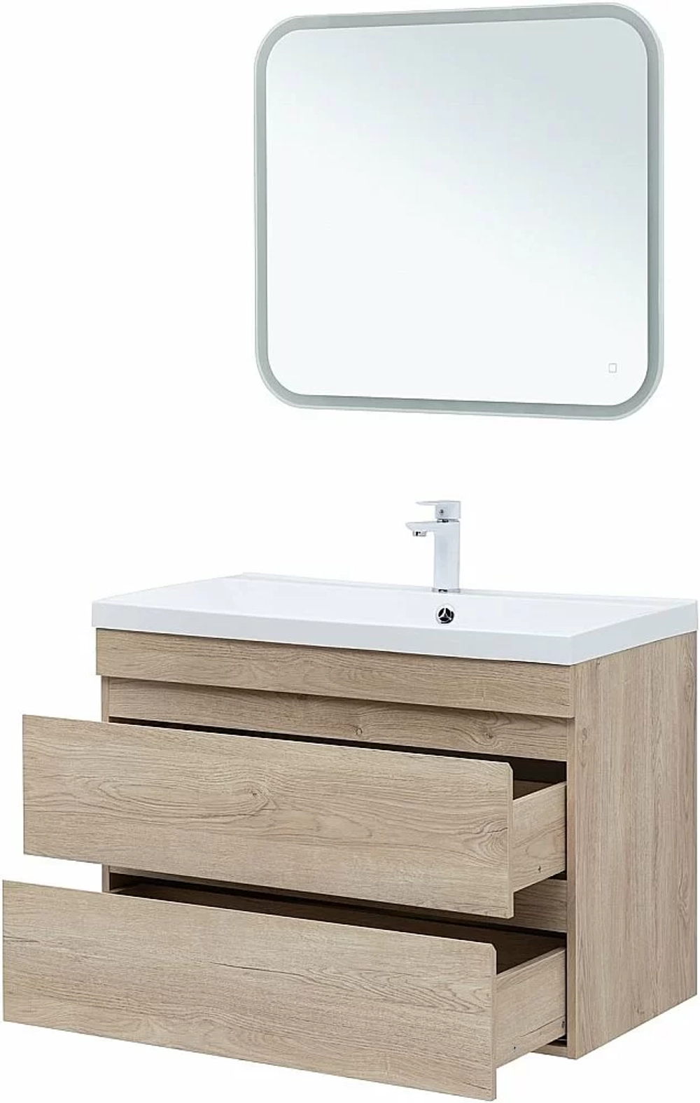Тумба с раковиной Aquanet Нота New 334199 90 дуб светлый