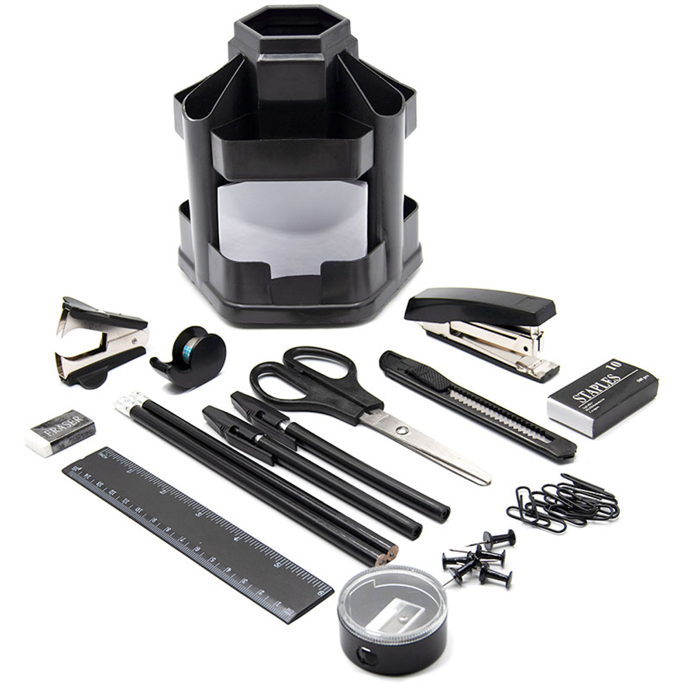 Настольный набор Silwerhof "172022", 17 предметов, вращающийся черный