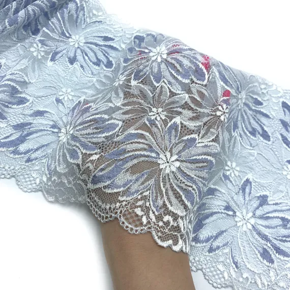 Кружево эластичное лиловое/молочное 21 см, Китай