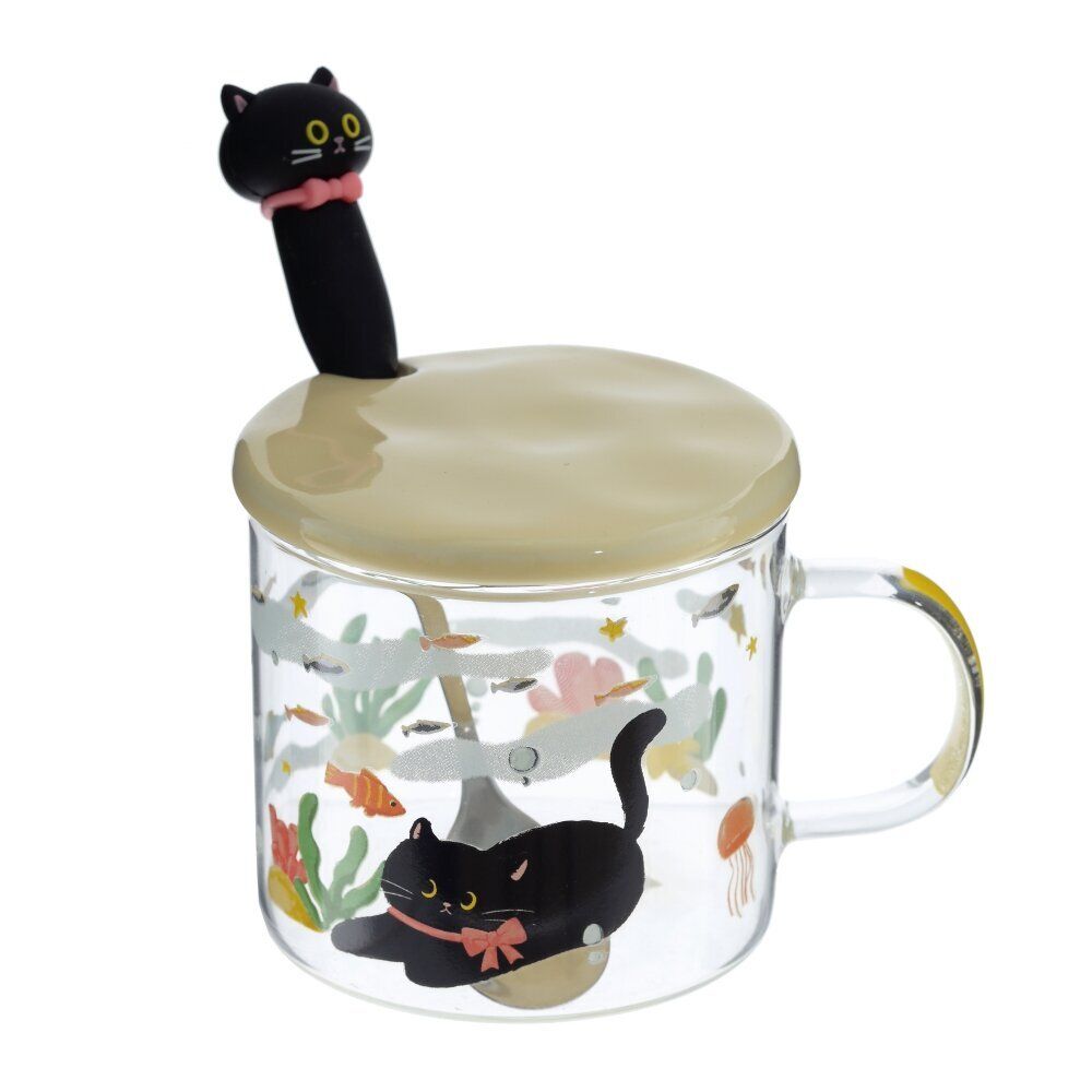 GAEM Кружка с крышкой и ложкой, 300 мл, L11 W9 H12 см, 4в.