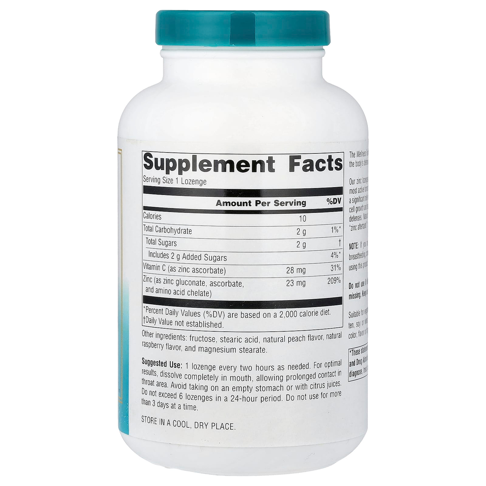 Source Naturals, Wellness Zinc Lozenges™, со вкусом персика и малины, 120 пастилок