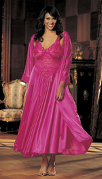 Длинная романтическая сорочка из нейлона и кружева