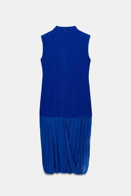 ZARA КОМБИНИРОВАННОЕ ПЛАТЬЕ МИДИ, ЯРКО-СИНИЙ