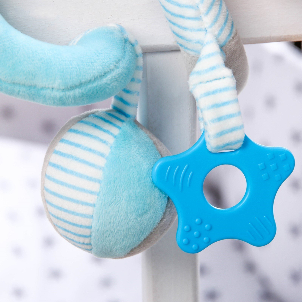 2593671 Растяжка - спираль мягкая с погремушкой на кроватку/коляску «Завитушки», виды МИКС