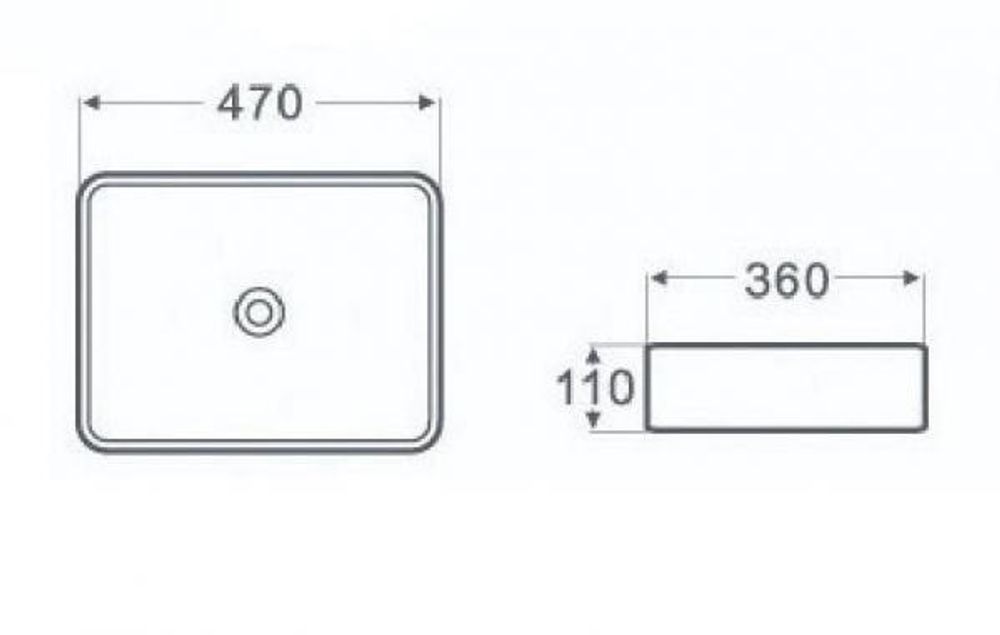 Раковина накладная прямоугольная 470x360x110 мм QTRO47 23583 мрамор белый