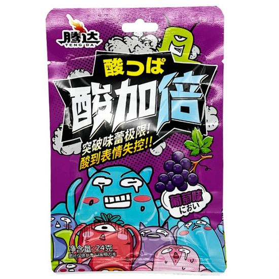 Конфеты кислые Teng Da со вкусом красного винограда, 24 г (Китай)