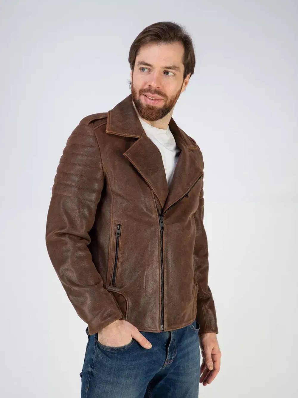 Кожаная куртка демисезонная косуха