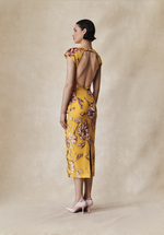 Платье миди из бархата деворе с открытой спиной