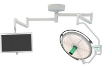 Потолочный одноблочный светодиодный операционный светильник Паналед-160 с видеокамерой HD и рычагом с кронштейном для монитора