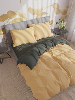 Постельное белье Сказка "Senapato/Verde" семейное Наволочка 50х70 см 2 шт Простынь на резинке 160х200 см Пододеяльник 145х215 см(2шт) , поплин