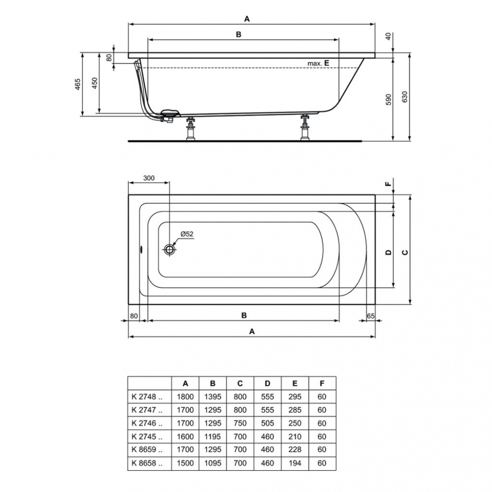 Акриловая ванна Ideal Standard 150х80 K865801 HOTLINE