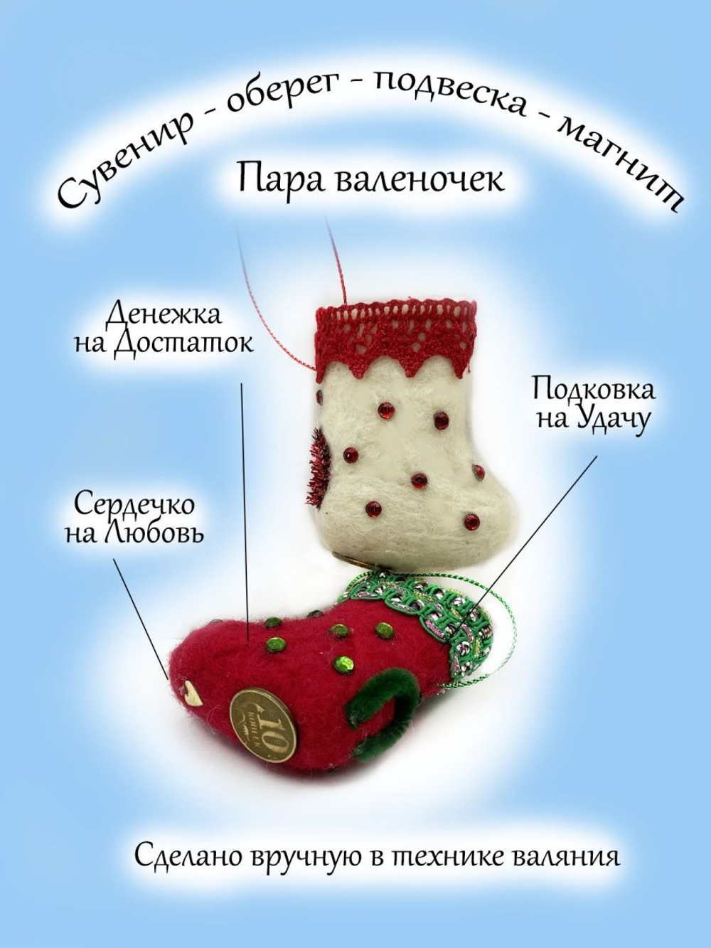 Сувенир, подвеска Валенки