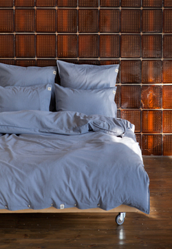 Постельное белье 2 спальное евро Luxberry коллекция Лен и Хлопок голубое