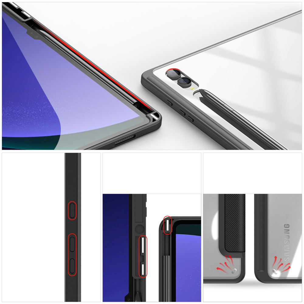 Чехол книжка черного цвета для Samsung Tab S10 Ultra, S9 Ultra и S8 Ultra, серия Toby Series от Dux Ducis