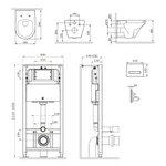 Комплект: инсталляция с унитазом и клавишей AM.PM Inspire IS450A38.501700 белая, синий, черный