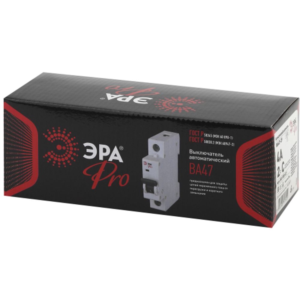 Автоматический выключатель ЭРА PRO NO-900-22 ВА47-29 2P 4А кривая C 4,5кА