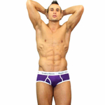 Мужские трусы-брифы с низкой посадкой и контрастной белой резинкой (Размер: 4X) (Цвет: черный)