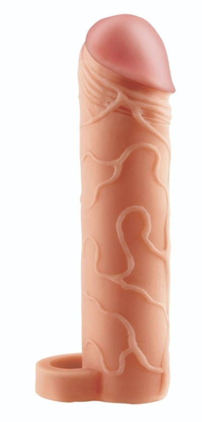 Телесная насадка с кольцом Perfect 2 Extension with Ball Strap - 19 см. (Цвет: телесный)