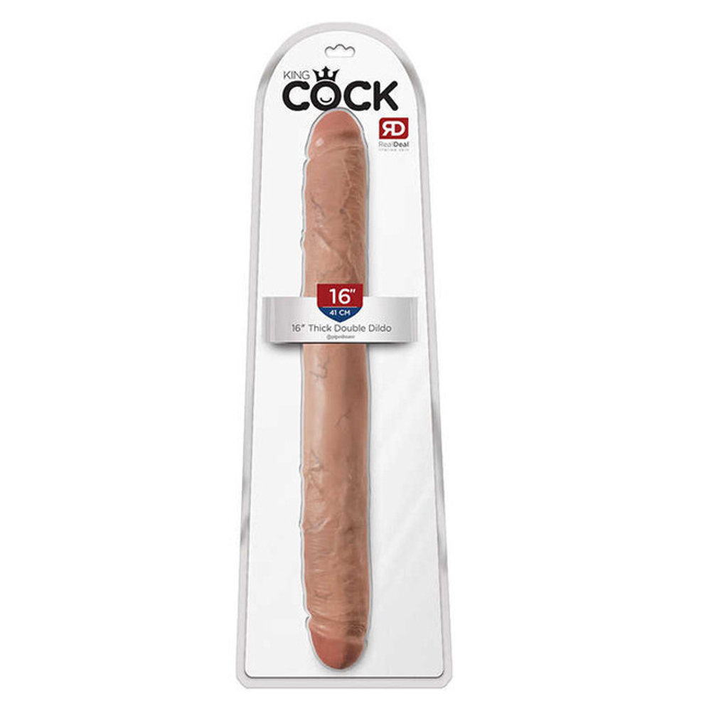 Фаллоимитатор двухсторонний King Cock 16 Thick Double Dildo, телесный загорелый (Цвет: загорелый)