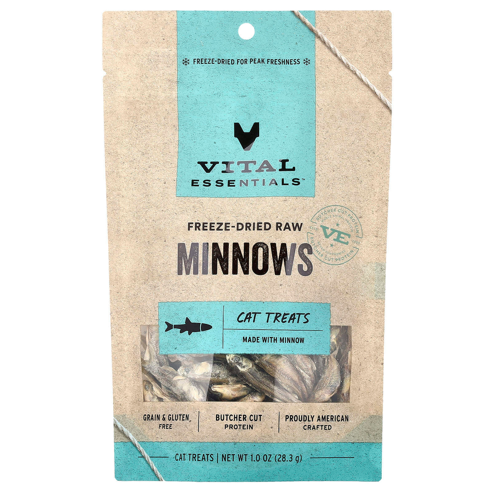 Vital Essentials, сублимированные необработанные лакомства для кошек, Minноу, 28,3 г (1 унция)