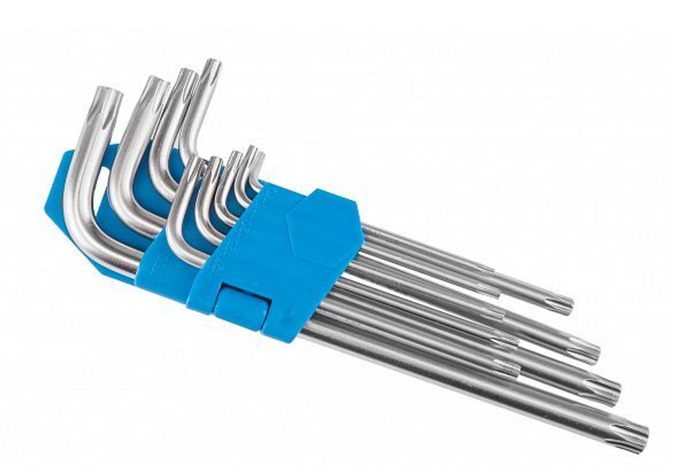Набор ключей Torx KL-9705T T10/T15/T20/T25/T27/T30/T40/T45/T50 в клипсе, арт. 230128 (10216170/281021/0322336, Китай)