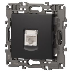 14-3107-05 ЭРА Розетка RJ45, IP20, антрацит | Elegance Антрацит