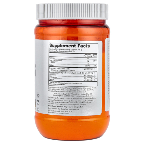 NOW Foods, Sports, BCAA Big 6, арбуз, 600 г (21,16 унции)