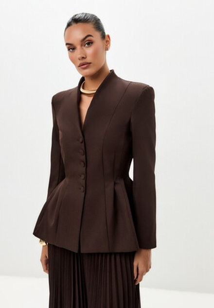 Жакет с воротником - полустойкой удлиненный