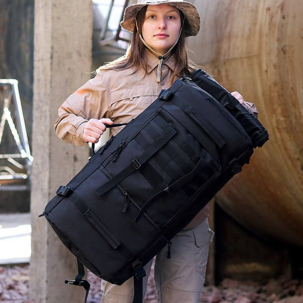 Тактическая рюкзак-сумка 70л / чёрный