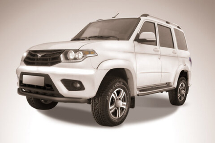 Защита переднего бампера (нержавейка) Uaz Patriot (2014-2023) d76 (черный)