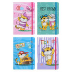 Блокнот детский Basir на резинке, формат А5, серия "Тигры", переплет 7БЦ, 21*14 см, 80 листов, ассорти