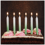 Свечи для торта «Перламутровый градиент» в бело-зеленом цвете 8 см, 6 шт с подставками