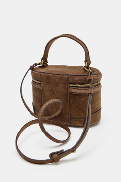 ZARA КОЖАНАЯ СУМКА-КЕЙС, КОРИЧНЕВЫЙ