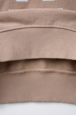 ZARA ТОЛСТОВКА С ЭФФЕКТОМ ПОТЕРТОСТИ И НАДПИСЬЮ, БЕЖЕВЫЙ