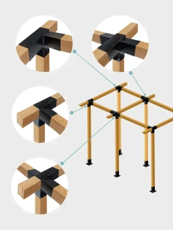 Кронштейны под уклоном 6 6 шт., коннектор летней toja беседки для бруса 100х100мм (Соединитель крепеж балки, пергола, тройник угловой деревянного столба)