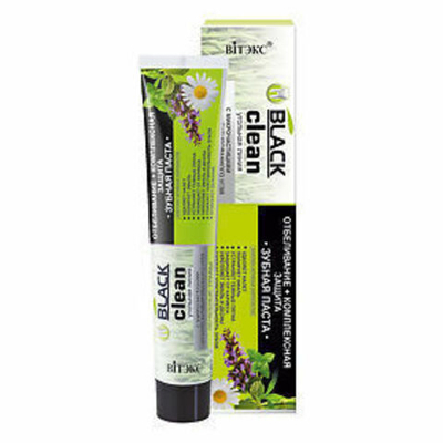 Зубная паста ВИТЕКС Black Clean Отбеливание + комплексная защита Лечебные травы 85г