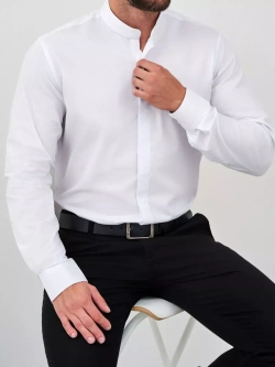 Рубашка без воротника приталенная SLIM FIT