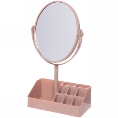 Зеркало настольное с органайзером для косметики «Beauty», цвет розовый, 31*18см