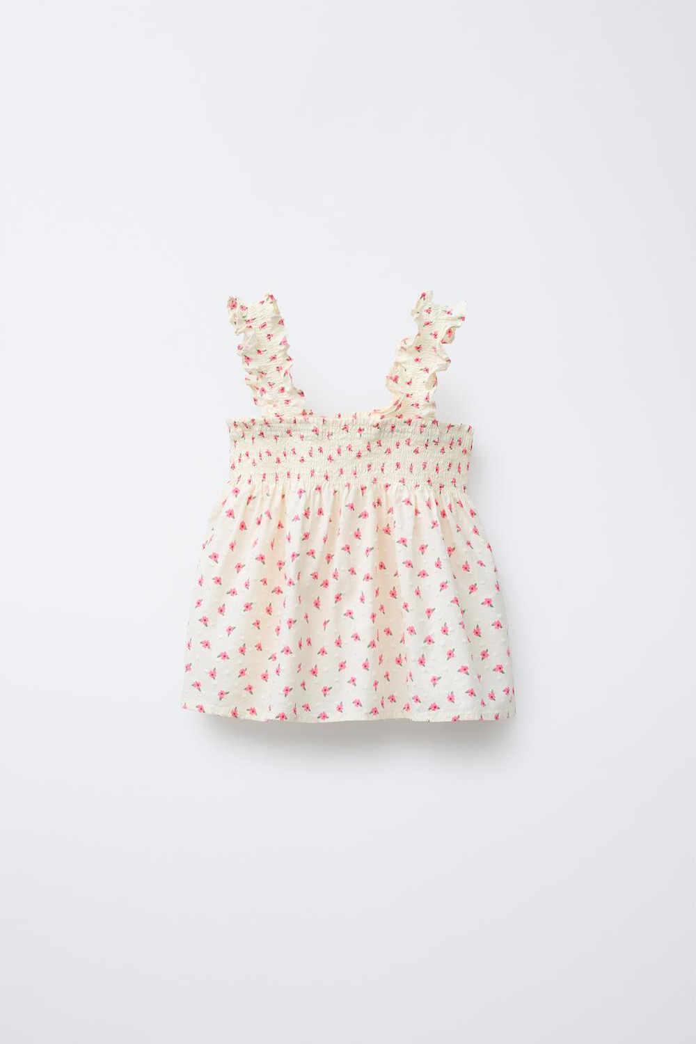 ZARA ТОП С ВЫШИВКОЙ ПЛЮМЕТИ И ЦВЕТОЧНЫМ ПРИНТОМ, РОЗОВЫЙ/БЕЛЫЙ