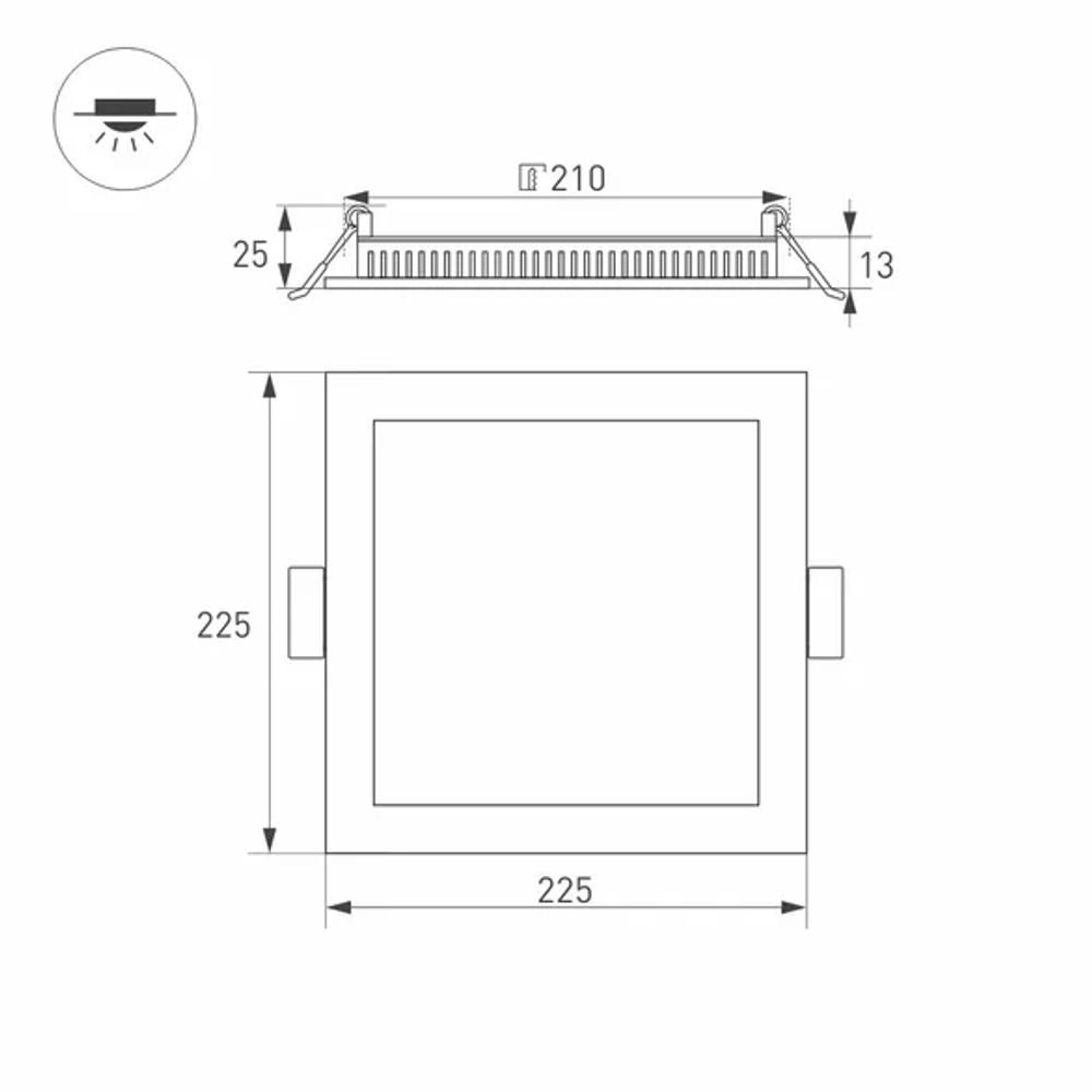 Светильник DL-225x225M-21W Warm White (Arlight, IP40 Металл, 3 года) 020137