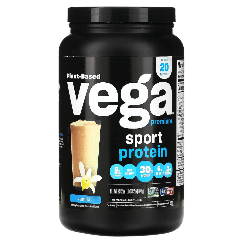 Vega, премиальный растительный протеин для физической активности, со вкусом ванили, 828 г (1 фунт, 13,2 унции)