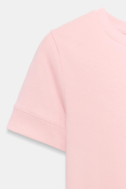 ZARA МИНИМАЛИСТИЧНАЯ ФУТБОЛКА С КОРОТКИМИ РУКАВАМИ, МЯГКИЙ РОЗОВЫЙ