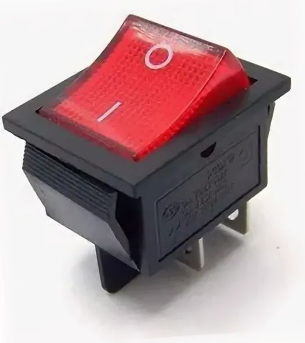 Выключатель красный 16А 250V, 20A 125V (4-х контакт.) клавишный