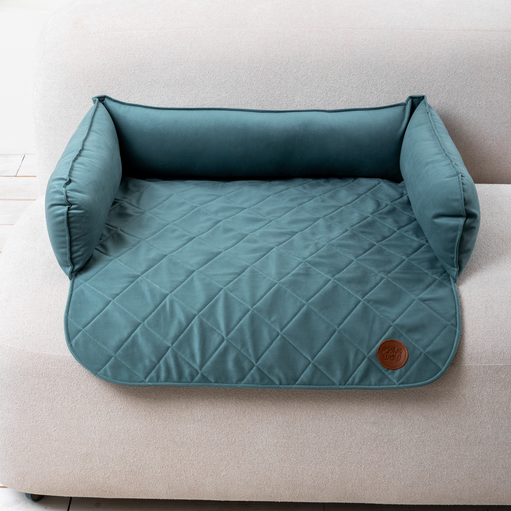 Диванный лежак из микровелюра, аквамарин 70х50 Rachel WOW